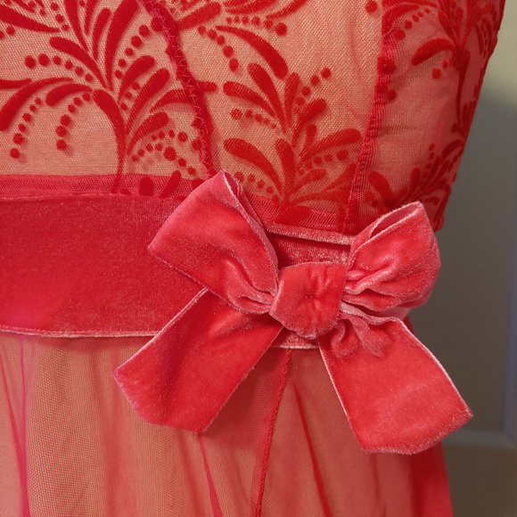 Velvet Baby Doll Victoria’s Secret Angels Bow Tie Nightie Teddie Teddy Lingerie - Picture 7 of 7